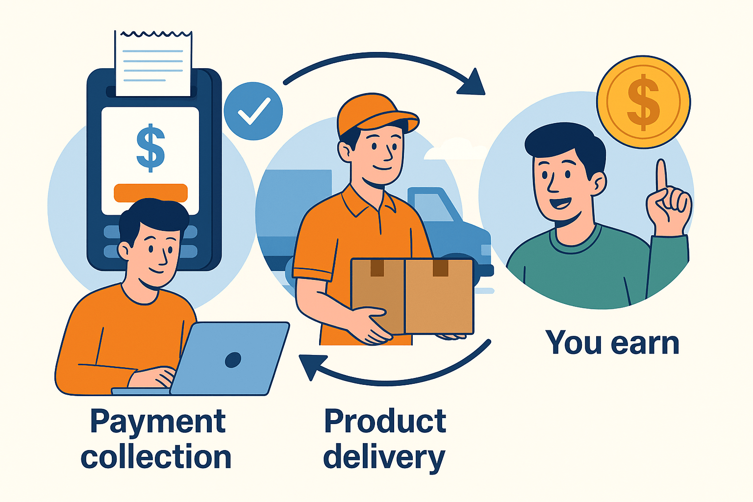 You Share, We Deliver, You Earn Process for direct selling